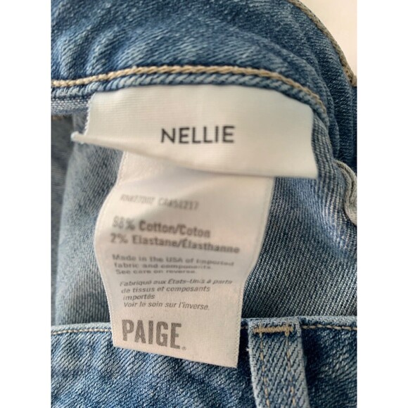 Paige Jeans Patch Pocket Nellie Crop Size 32 Blue Hyden Wash Wide Leg High Rise - Picture 3 of 11